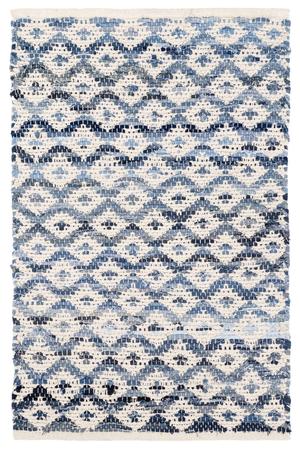 Denim Rag Diamond Ivory Handwoven Cotton Rug