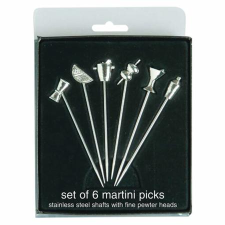 Happy Hour Stainless Steel Martini Picks, Set of 6