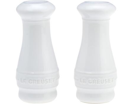 LE CREUSET SALT AND PEPPER SHAKERS WHITE