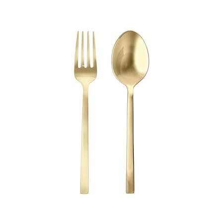 Arezzo Flatware 2 Piece Serving Set - Brushed Gold