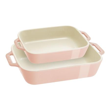 STAUB TWO PIECE RECTANGULAR BAKING DISH SET MACARON LIGHT PINK