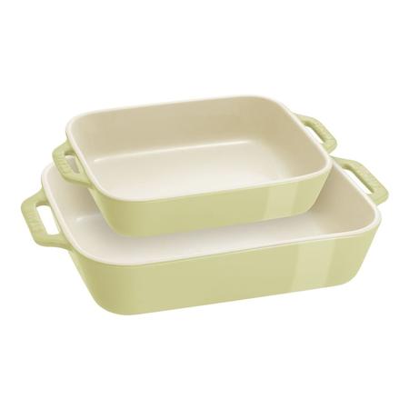 STAUB TWO PIECE RECTANGULAR BAKING DISH SET MACARON LIGHT GREEN