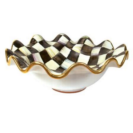 Mackenzie Childs Courtly Check Medium Ceramic Fluted Serving Bowl