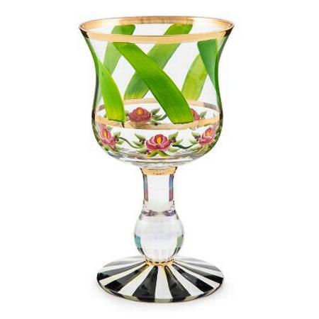 MACKENZIE CHILDS MAYPOLE LEAF WINE GLASS