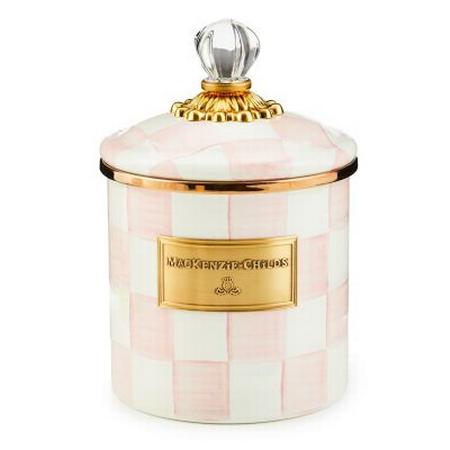 MACKENZIE CHILDS  ROSE CHECK SMALL CANISTER