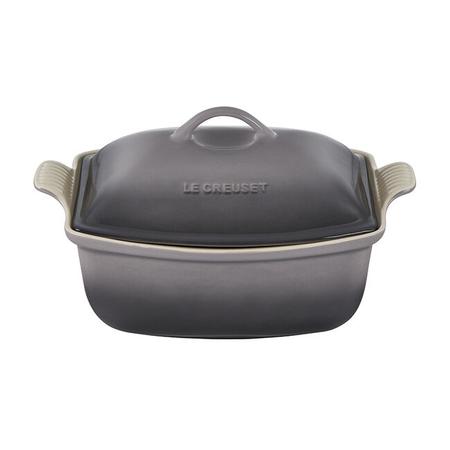 LE CREUSET 4.5 QUART HERITAGE DEEP COVERED RECTANGULAR BAKER OYSTER