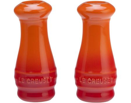 LE CREUSET SALT AND PEPPER SHAKERS FLAME