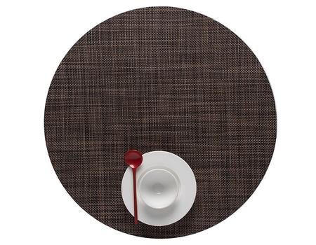 CHILEWICH MINI BASKETWEAVE ROUND PLACEMAT - DARK WALNUT