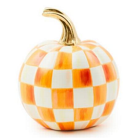 Mackenzie Childs Orange Check Mini Pumpkin