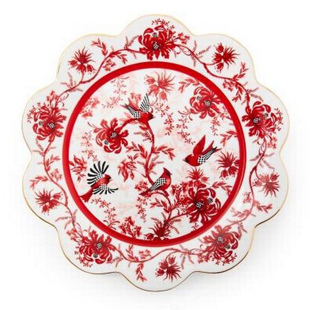 Mackenzie Childs Cardinal Toile Dinner Plate