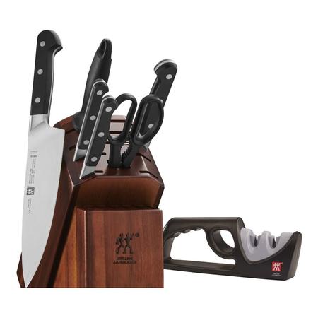 HENCKEL ZWILLING PRO 8 PIECE KNIFE BLOCK SET with bonus  2-stage knife sharpener