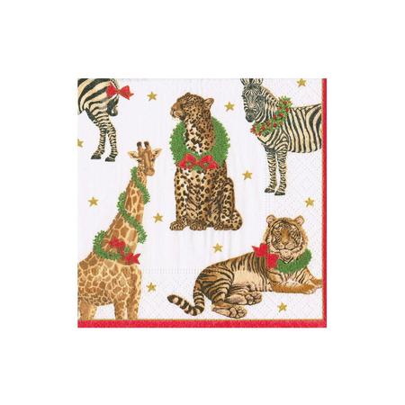 Caspari Wild Christmas Ivory Cocktail Napkins