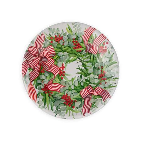 Caspari Ribbon Stripe Wreath Salad & Dessert Plates