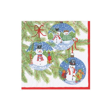 Caspari Snowman Ornaments Cocktail Napkins