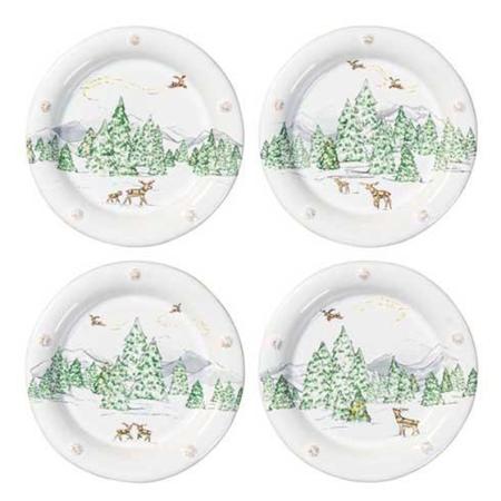 Juliska Berry & Thread North Pole Side/Cocktail Plate Assorted Set/4