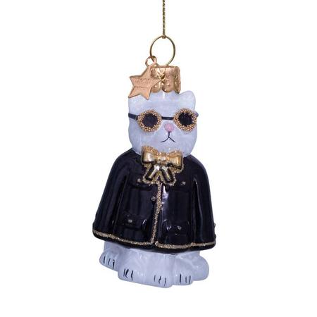 Fashion Cat in Black Jacket Ornament