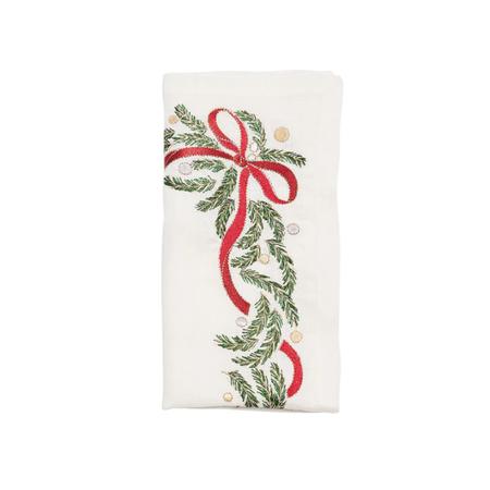 KIM SEYBERT INC Merry and Bright Napkin in White, Red & Green