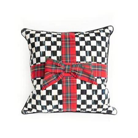 MacKenzie Childs Courtly Check Tartan Bow Throw Pillow