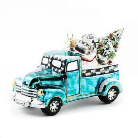 MacKenzie Childs 2024 Tree Farm Truck Glass Ornament