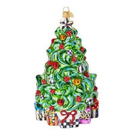 MacKenzie Childs Classic Courtly Christmas Tree Glass Ornament