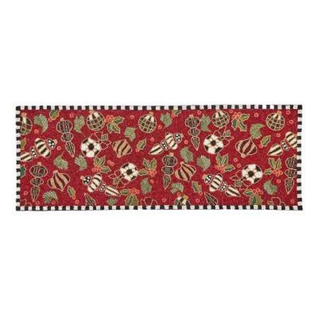 MacKenzie Childs Deck The Halls Red Beaded Table Runner