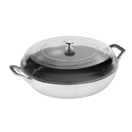 Staub 3.5qt Braiser With Glass Lid, White 