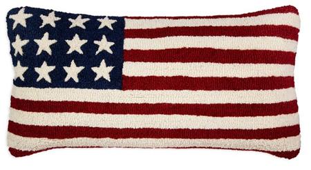 Chandler Four Corners Stars and Stripes Hooked Wool Pillow