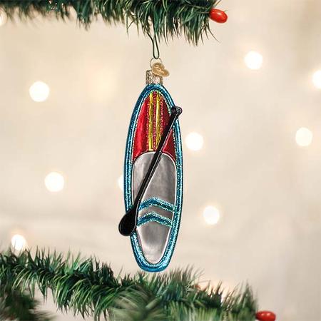 Old World Christmas Blue Stand Up Paddle Board Ornament