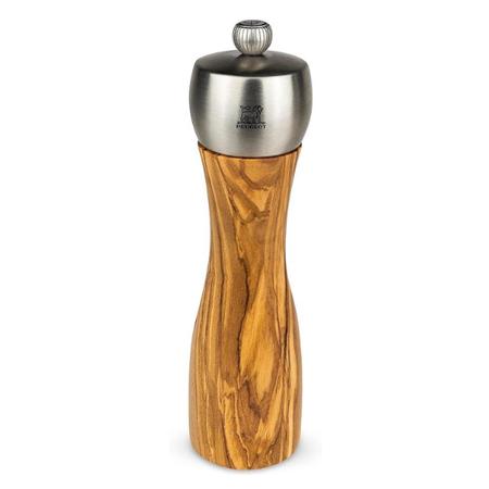 Peugeot Fidji Manual Pepper Mill Adjustable Grinder Olive Wood and Stainless Steel, Natural, 15cm