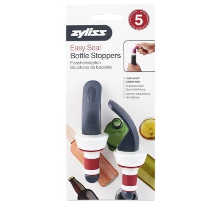 Zyliss Easy Seal Bottle Stoppers Red and Gray (Set of 2)