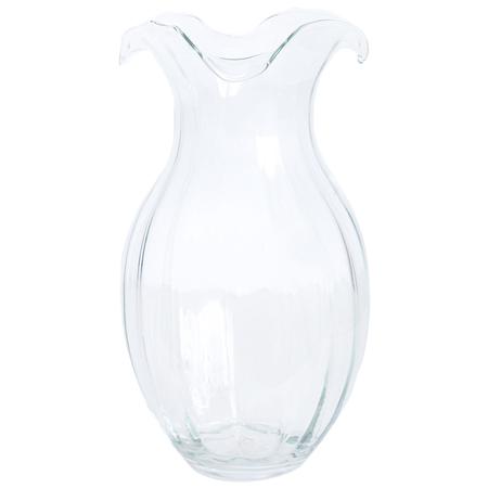 Vietri Hibiscus Glass Vertical Fluted Large Vase - Clear