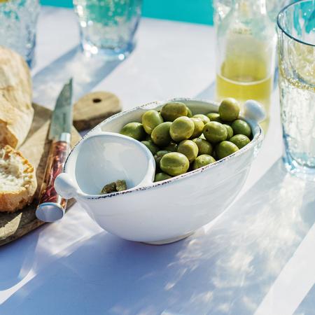 Vietri Lastra White Two-Part Olive Bowl