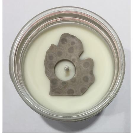 Made in Harbor Springs Coconut Lime Verbena Candle with Petoskey Stone