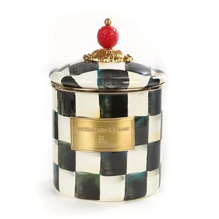 Mackenzie Childs Courtly Check Enamel Canister Small