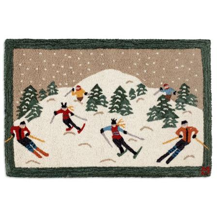 Ski Hooked Wool Rug 2x3