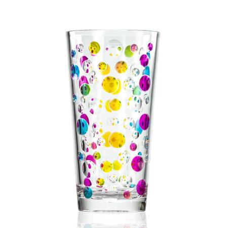 20 oz. Highball Satin Pearl Rainbow Dot Glass