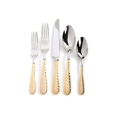 Mackenzie Childs Gold Check 5 Piece Setting