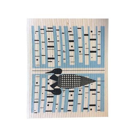 Swedish Dishcloth Loon on Blue