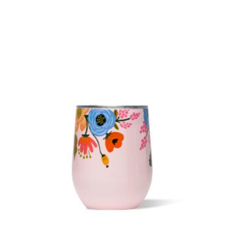 Corkcicle Lively Floral Blush 12oz Stemless Cup