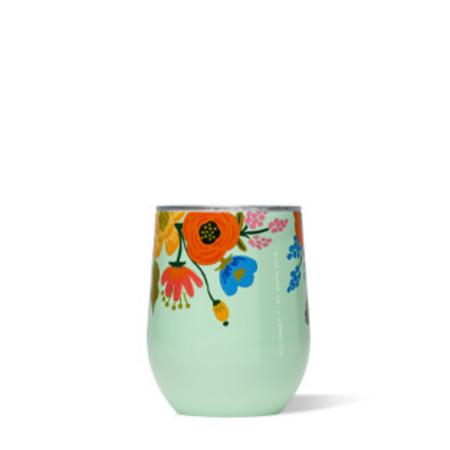 Corkcicle Lively Floral Mint 12oz Stemless Cup