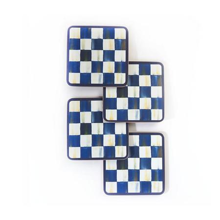 Mackenzie Childs Royal Check Cork Coasters Set of 4