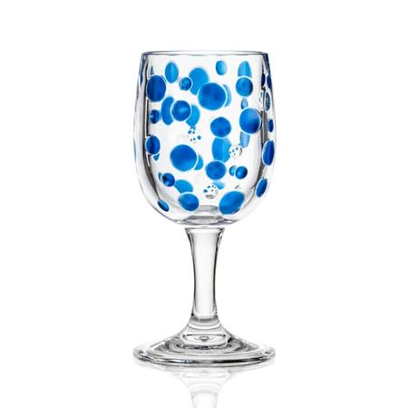 8 Ounce Satin Pearl Sapphire Dot Wine Glass