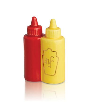 NORA FLEMMING MINI MAIN SQUEEZE KETCHUP AND MUSTARD CERAMIC PLATTER ORNAMENT