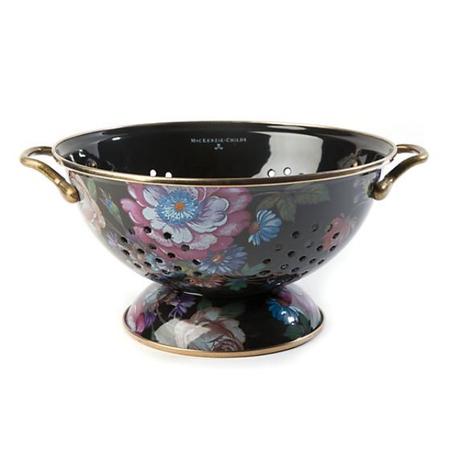 Mackenzie Childs Black Flower Market Large Colander