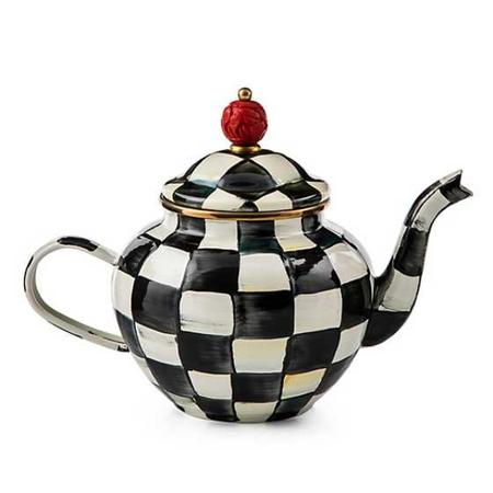 Mackenzie Childs Courtly Check Enamel Teapot - 4 Cup