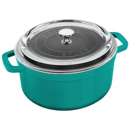 STAUB Cast Iron 4 QT, Round, Cocotte with Glass Lid