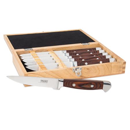 Viking Steakhouse Pakka Wood 6-Piece Steak Knife Set with Box