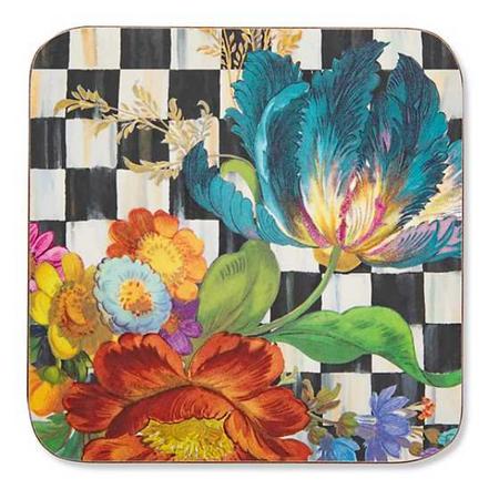 MacKenzie Childs Courtly Flower Market Cork Back Coasters