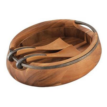 Nambe Anvil Salad Bowl with Servers