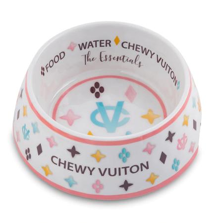 White Chewy Vuiton Pet Dish